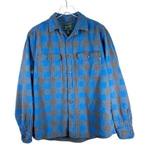 WOOLRICH Blue Black Plaid Heavy Weight Flannel Button Down Shirt Size Large